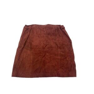 Vtg Suede Brown Leather Skirt Fall Rodeo Western Cowgirl Boho Earthy Staple 24W